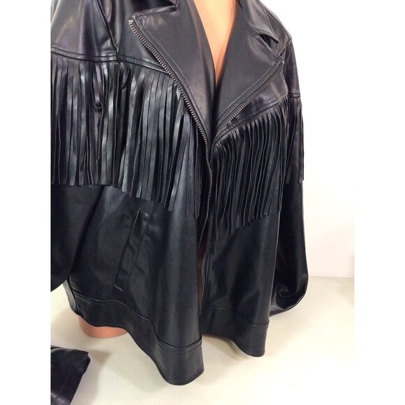 Torrid Faux Leather Jacket Coat Fringe Detail Womens 4X New - Picture 2 of 10